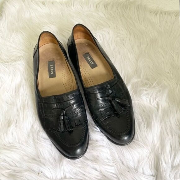 Bally Black Leather Slip On Kiltie Loafers Dress Shoes 10 main image 3